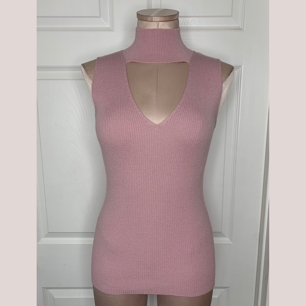 Designer Paule Ka Virgin Wool Ribbed Keyhole Top